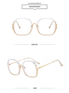 Front and side view of gold metal round glasses with transparent frames