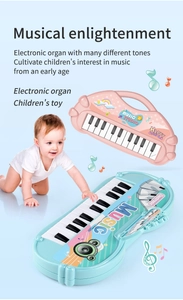 Pink and blue musical piano toys with handle for early childhood enlightenment