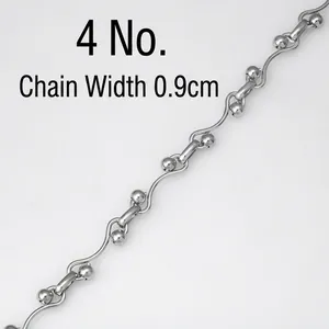 Detailed macro view of 4# stainless steel wave bar and bead chain with 0.9cm width
