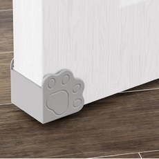 Primo piano del fermaporta in silicone grigio a forma di zampa di gatto per proteggere pareti