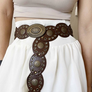 Ceinture corset vintage style western avec boucle en métal et détails en cuir bohème