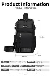 Detailed size specifications and durable oxford fabric features of this black crossbody bag