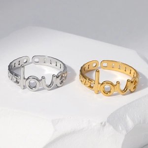 Adjustable stainless steel love rings in gold and silver finish with hollow design