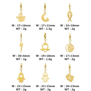 Stainless Steel DIY Charms Pendants With Lobster Clasp For Jewelry Making Cartoon Angel Ghost Moon Star Lightning Hamsa