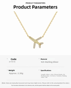 Detailed close-up of 925 sterling silver airplane pendant with 5A grade zircon stones