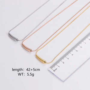 Curved Bar Necklace 316L Stainless Steel Snake Chain Minimalist Clavicle Jewelry For Women