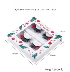 Detailed size specifications for Christmas themed faux mink color eyelashes in gift box