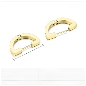 Détails des boucles d'oreilles en U en acier inoxydable doré 20x12mm pesant 4g