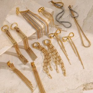 Elegant gold and silver stainless steel tassel drop earrings in various stylish designs