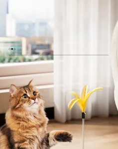 Cat interactive tumbler toy detail with yellow feather and bell for indoor feline play