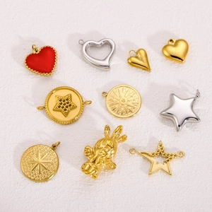 Stainless Steel DIY Jewelry Making Charms Pendants Heart Star Angel Sunburst Designs Vintage Metal Accessories