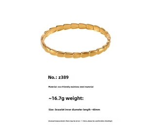 Detail showing 60mm inner diameter and 16.7g weight of gold stainless steel snake bracelet