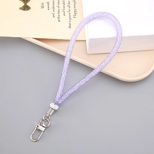 Glinsterende paarse mesh polsband met kristallen metalen connector en karabijnhaak