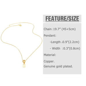 Detailed view of 18k gold plated cross necklace with dimensions and size specifications