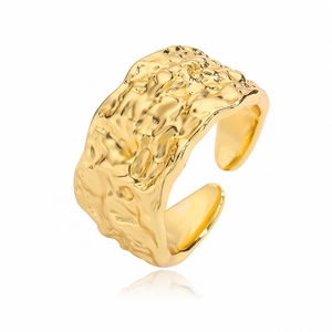 Minimalist gold plated geometric heart open ring with unique hammered texture