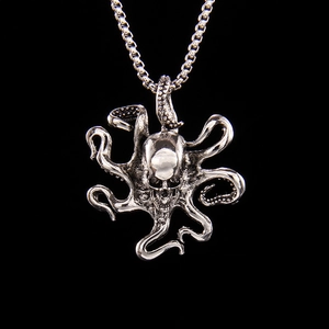 Octopus Skull Pendant Necklace With Alloy Charm And Stainless Steel Chain Punk Hip Hop Retro Gothic Style Accessory
