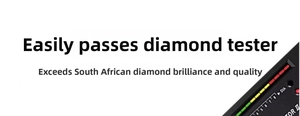 Detaillierte Ansicht der Qualitätsprüfung von Moissanit-Ohrringen mit einem Diamantprüfgerät.