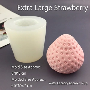 Macro view of a large strawberry silicone mold for DIY soap and candle making