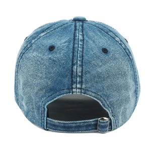 Casquette de baseball en jean délavé bleu marine avec boucle réglable et œillets