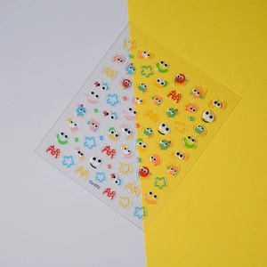 3D jelly nail art stickers with colorful stars and cartoon eyes design, model Co-072