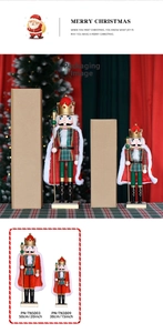 50cm and 38cm wooden nutcracker kings with red capes and green plaid for Christmas decor