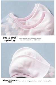 Detail of pink lace mesh socks with elastic cuffs and reinforced heel cushioning