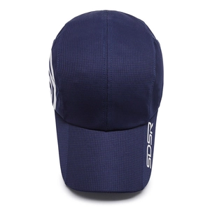 Navy blue quick-dry baseball cap with SDSR logo and breathable checkered fabric