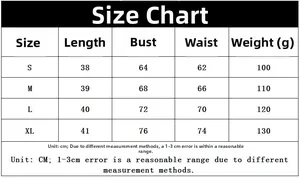 Detailed size chart for women's slim fit backless corset top showing S to XL measurements
