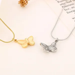 Butterfly Pendant Necklace Stainless Steel Snake Chain Dainty Minimalist Jewelry For Women