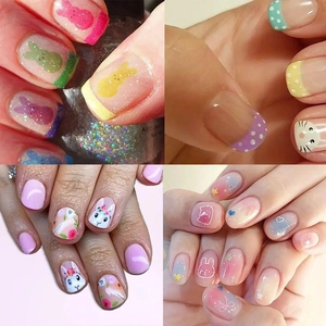 Press On Nails ABS Short Square Cute Cartoon Rabbit Sweet French Style Easter Daily Fashion For Women
