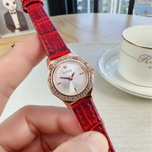 Fashion Women Quartz Watch Octagonal Rhinestone Alloy Case Faux Leather Strap Casual Elegant Wristwatch
