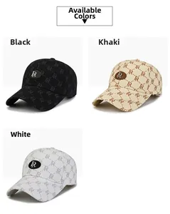 Detailed comparison of embroidered baseball caps in black, khaki, and white colors