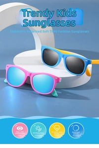 Polarized TR90 kids sunglasses with UV protection in vibrant pink and blue color options