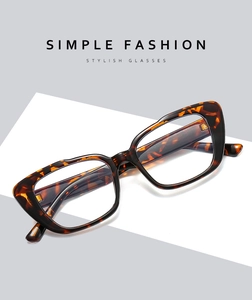 Chic leopard tortoiseshell cat-eye glasses frame with clear lenses on geometric background
