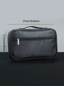 Custodia per pennelli trucco in nylon nero con dimensioni 27cm x 17,5cm e zip esterna