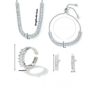 Spécifications de taille pour l'ensemble collier et bracelet avec zircon carré argenté