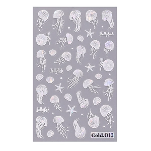 Holographic ocean series jellyfish and starfish self-adhesive nail art stickers