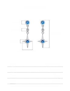 Spécifications de taille pour boucles d'oreilles étoile en argent S925 et zircon bleu