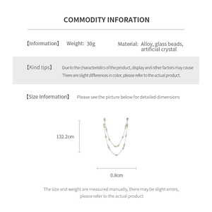 Size information and material chart for artificial crystal beaded layered necklace