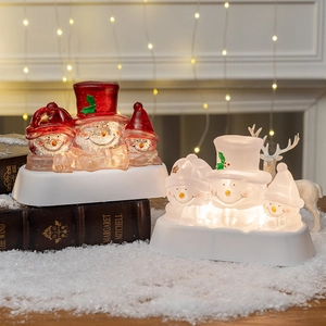 Christmas snowman LED crystal ball music box glowing resin figurine holiday decoration