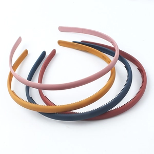 Matte finish headband set with non-slip teeth in pink, yellow, navy, and wine red