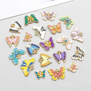 Colorful gradient oil drop butterfly charms for DIY necklace and bracelet jewelry making