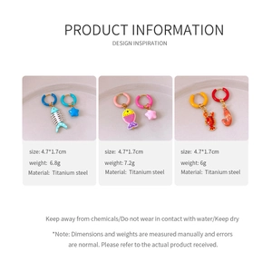 Detailed size and material information for titanium steel animal drop earrings