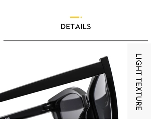 Detail showing high-quality hinge connection and light texture of black cat eye sunglasses