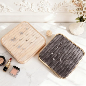 Square Jewelry Display Tray Aluminum Alloy Frame Velvet Lining For Rings Earrings Organizer Storage Elegant Decor