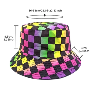 Chapeau bob à damier coloré pour hommes et femmes avec imprimé dégradé style urbain