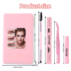 Full 30D 40D cluster lashes kit with pink storage box tools and bond seal glue set