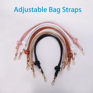 Adjustable PU Leather Shoulder Bag Strap Knot Design Replacement Crossbody Belt Gold Metal Buckle DIY Accessories Women