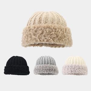Winter Beanie Strickmütze Acryl Dick Warm Kunstpelz Plüsch Winddicht Lässig Outdoor Frauen