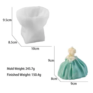 DIY large wedding dress silicone mold for handmade scented candles with size specifications
